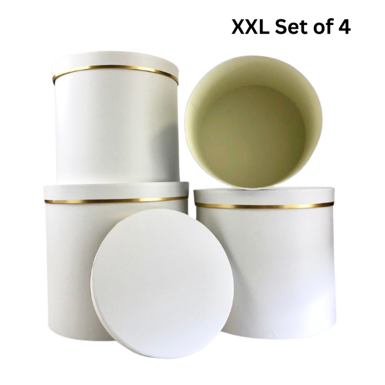 XXL Size Boxes - Set of 4, White with Golden Rim | W9320 | UnikPackaging