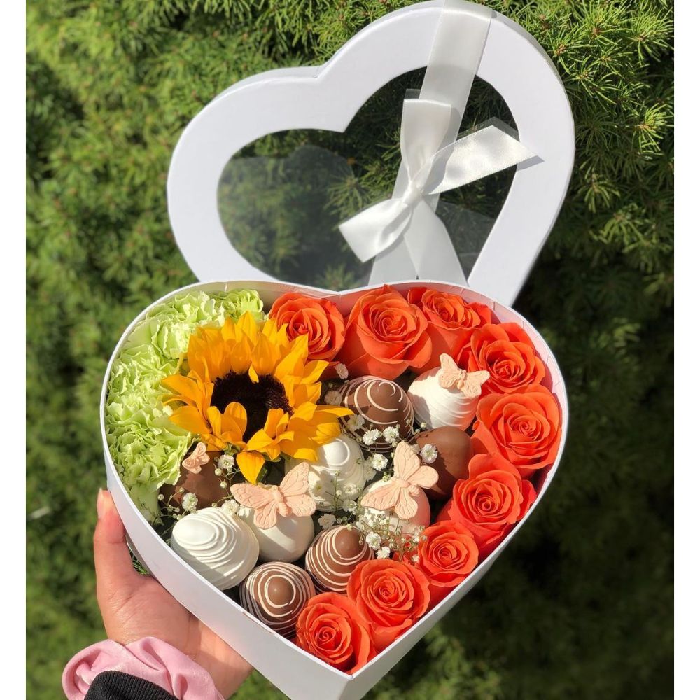 Set of 3, Heart Shaped Flower/Gift Boxes with Ribbon Bow, White/Pink/Black/Red | W740