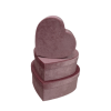 Velour Set of 3 Heart Shaped Flower Gift Boxes, Various Colors