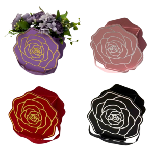 Case of 6, Rose Shaped Boxes, Various Colors W0006