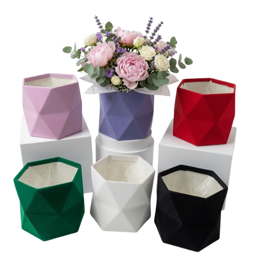 Soft Velvet Origami Style Box, Various Colors, 6.5" x 6" | W192