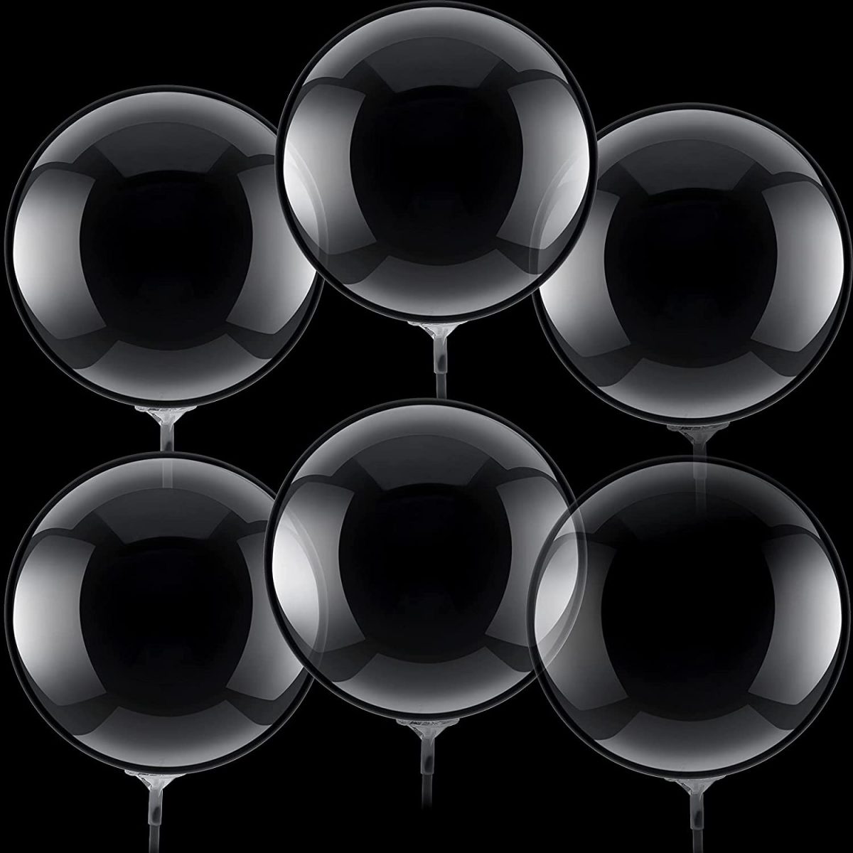 Pack of 3 Clear Balloons with Holders and Sticks, 12''