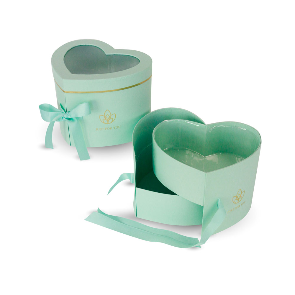 Double Layered Heart Shaped Flower/Gift Boxes with Plastic Liner - Size 9"x 8"x 6.5", Various Colors