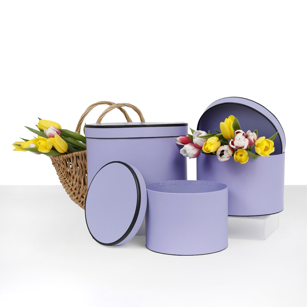 Set of 3, Round Flower Boxes, Plastic Liner, Various Colors | W738