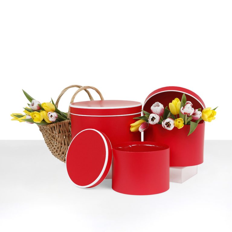 Set of 3, Round Flower Box, Various Colors W738 Unikpackaging