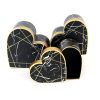 Set of 3, Heart Shaped Flower/Gift Boxes, White/Black Marble