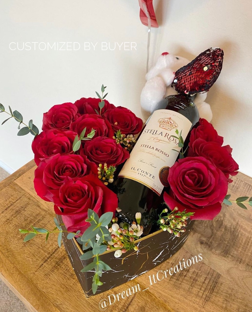 Set of 3, Heart Shaped Flower/Gift Boxes, White/Black Marble