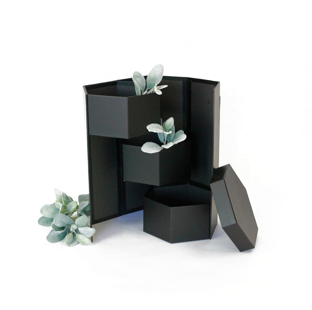 Hexagon Shape Surprise Flower Gift Box, 3 Tier, 8.5"x 7.4"x 15", Various Colors | W73