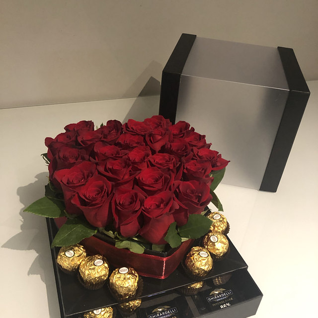 Large Square Box with Heart Insert and Surprise Drawer, 9.5"x 9.5"x 8.3", Various Colors | W735