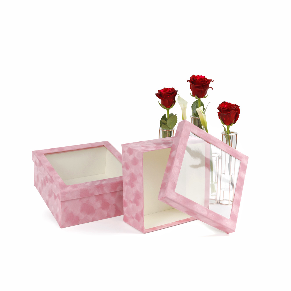 Velvet Square Shape Flower/Gift Boxes, Set of 2, Various Colors