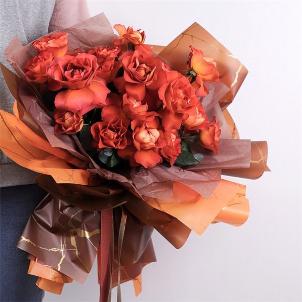 Orange Rose Bouquet Wrapping Paper Stock Photo 82837072