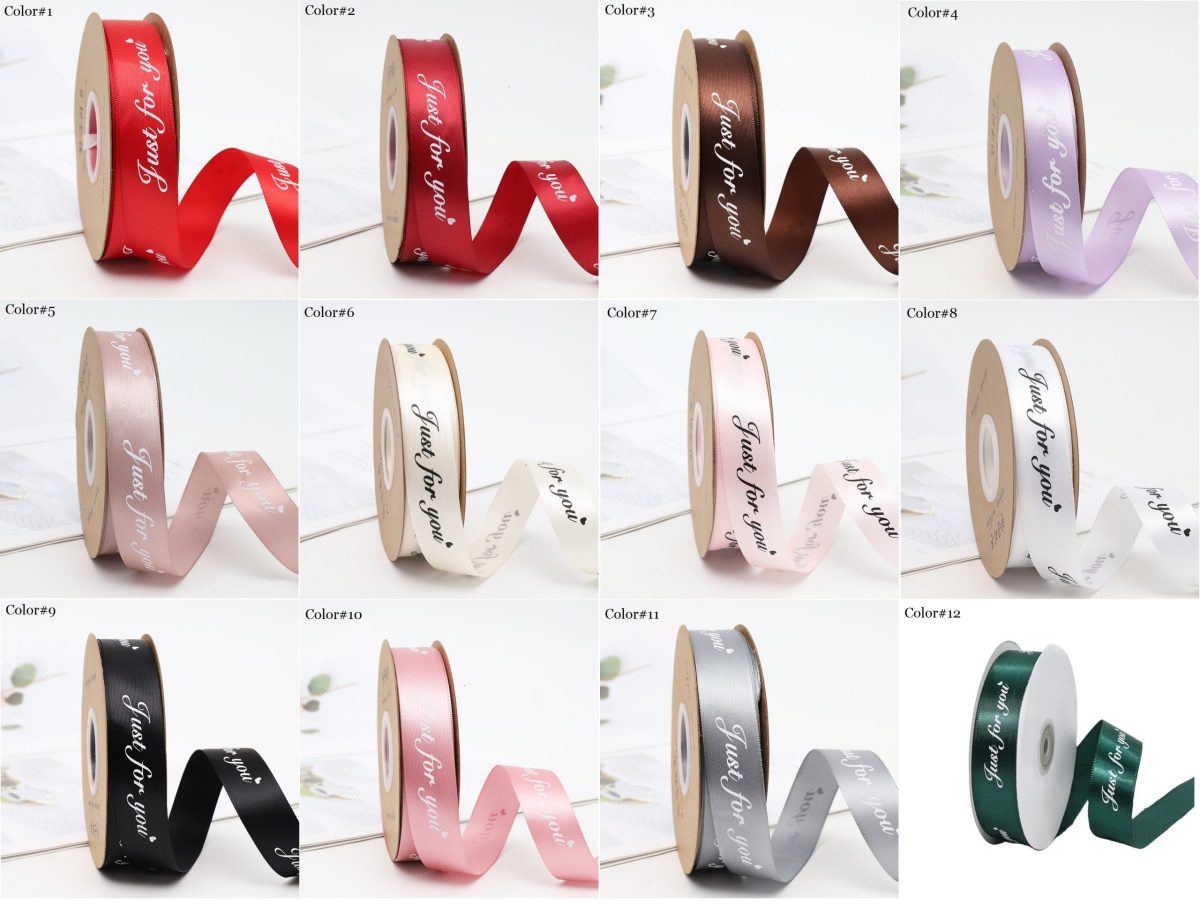 "Just For You" Satin Ribbon, 50 yards, 1 inch wide, Premium Quality - Various Colors