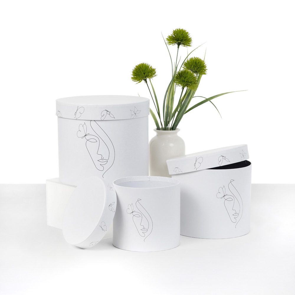 Set of 3, Round Flower/Gift Boxes with Lids, Elegance Series | W586