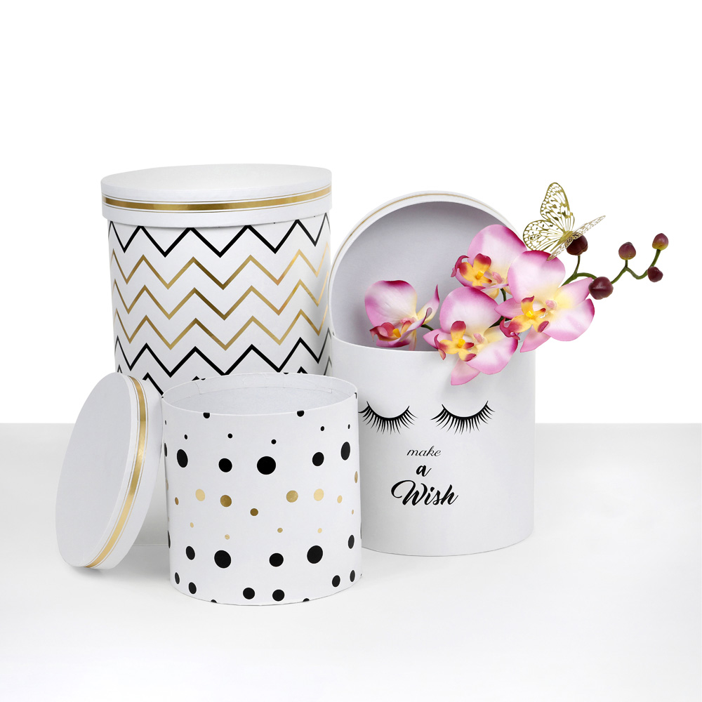 Set of 3, Round Flower/Gift Boxes with Lids | W660