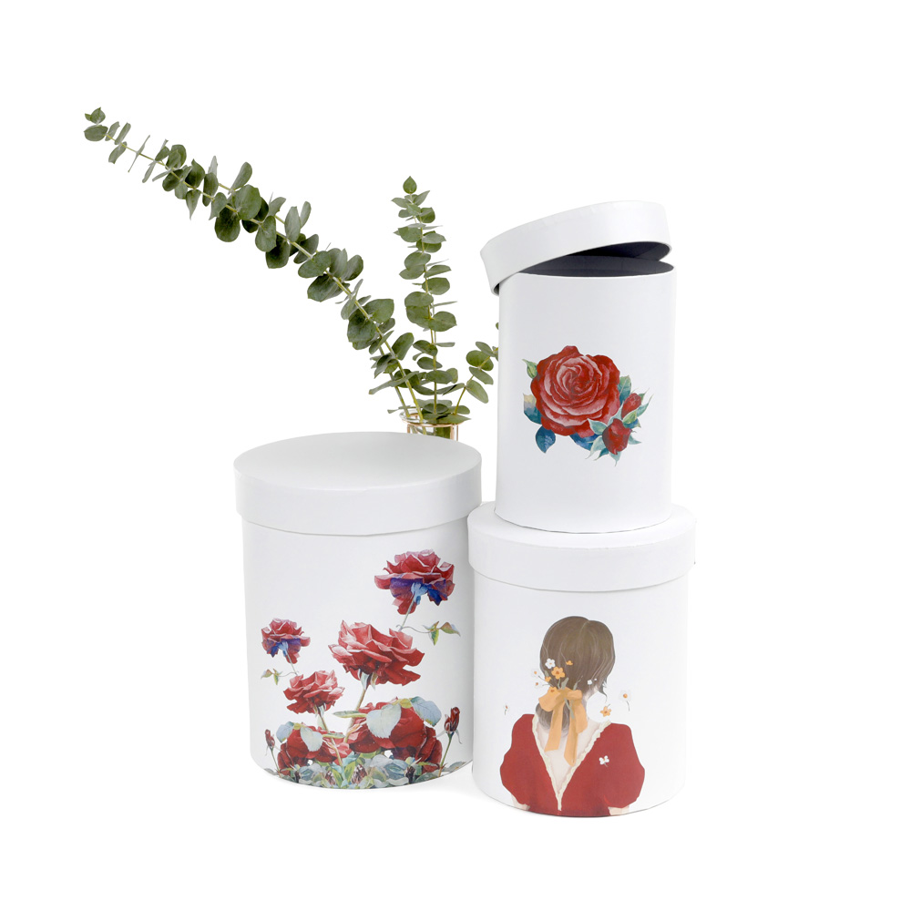 Set of 3, Round Boxes for Unique Flower/Gift Arrangements, Lolita Collection, Various Designs | W303