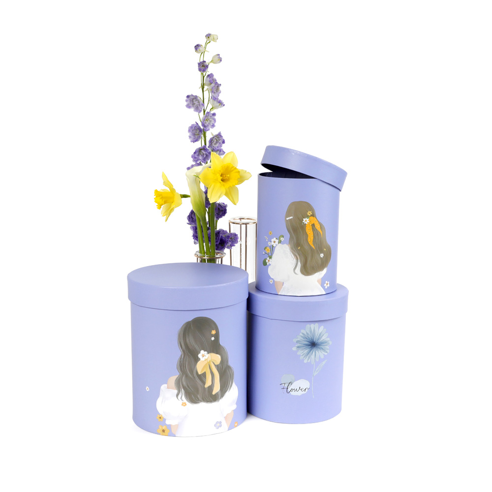 Set of 3, Round Boxes for Unique Flower/Gift Arrangements, Lolita Collection, Various Designs | W303