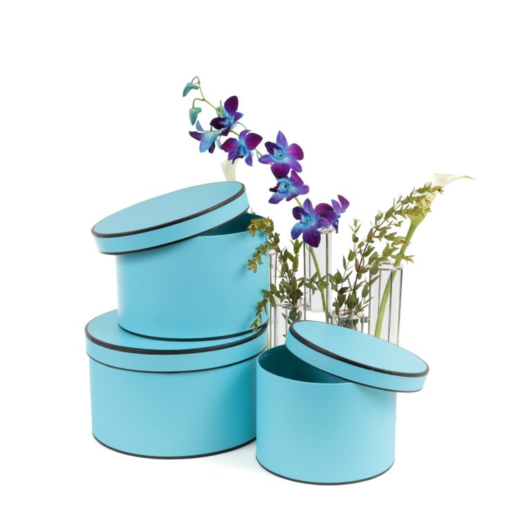 Set of 3, Round Flower Box, Various Colors W738 Unikpackaging