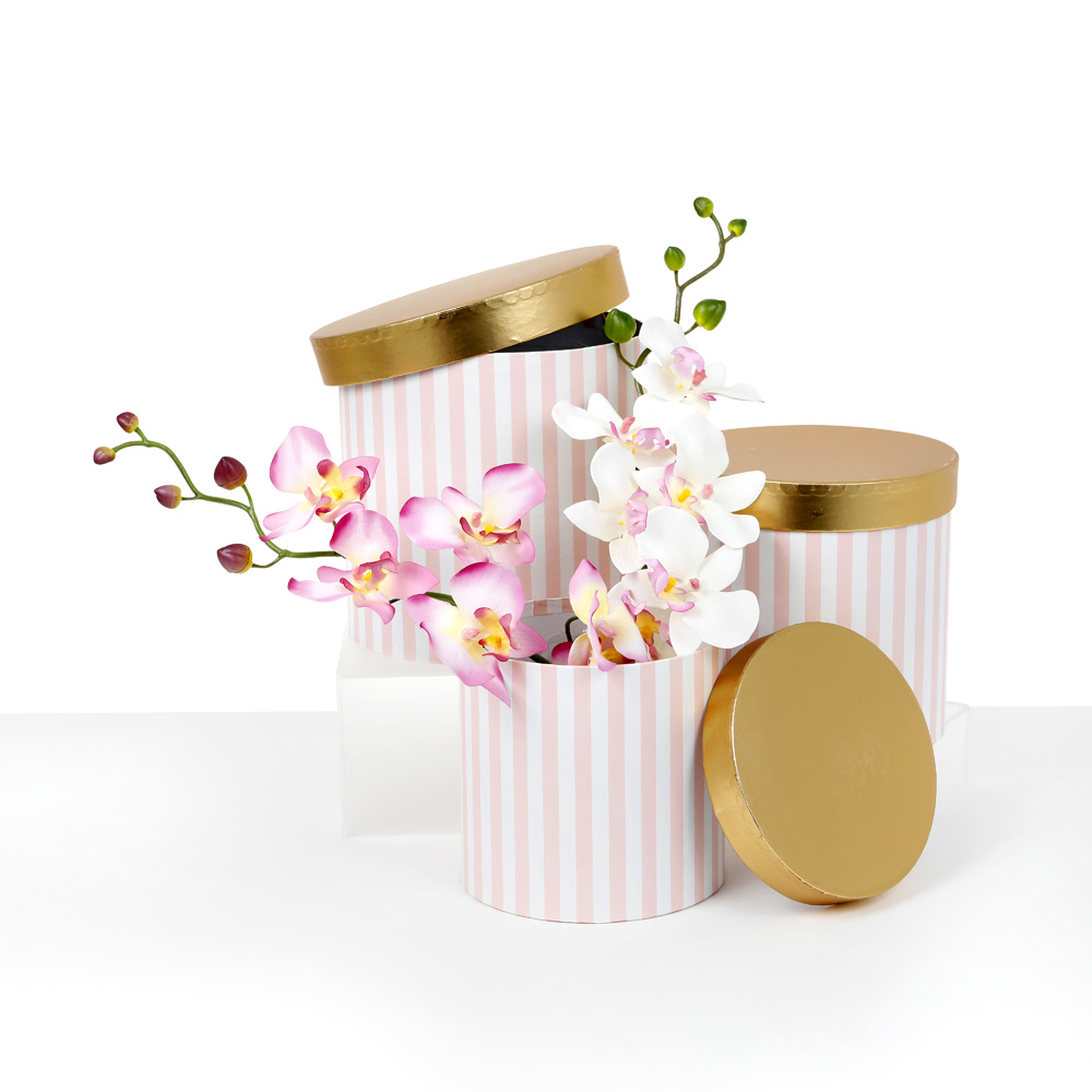 Gold Stripe Suitcase Flower Gift Box