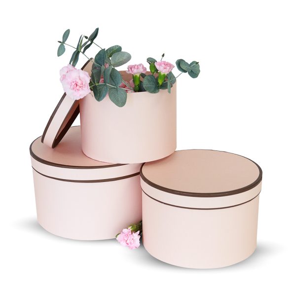 Set of 3, Round Flower Box, Various Colors | W738