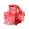 Set of 3, Round Flower/Gift Boxes with Lids, Polka Dots Design | W9399-W9400