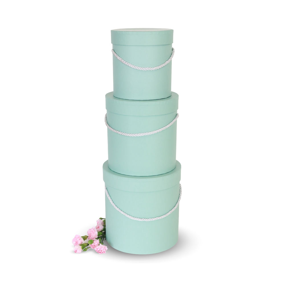 Set of 3, Round Flower Boxes with Lids, Solid - Various Colors W730