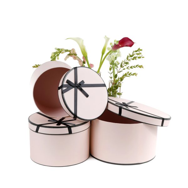 Set of 3 Round Flower/Gift Boxes with Bow Detail, Premium Quality 