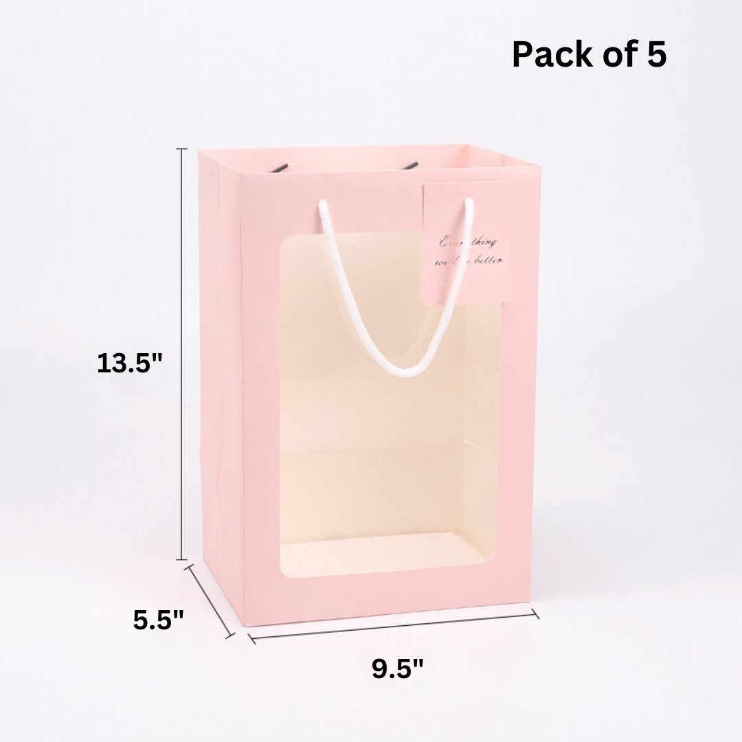 Pack of 5, Decorative Bags with Clear Window, Various Colors ...