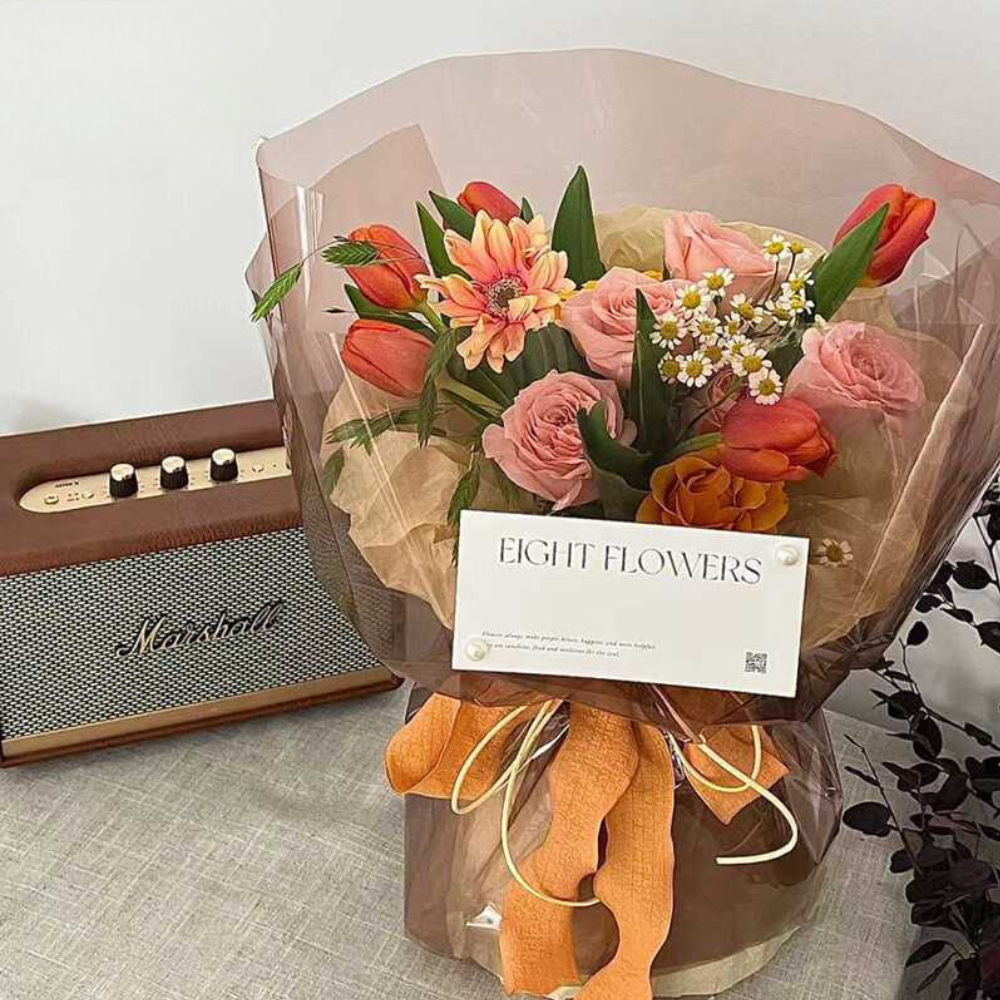 Glossy, Tinted Transparent Flower Wrap, Waterproof, Various Colors