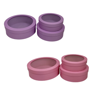 Set of 3, Round Boxes with Clear Top, W130