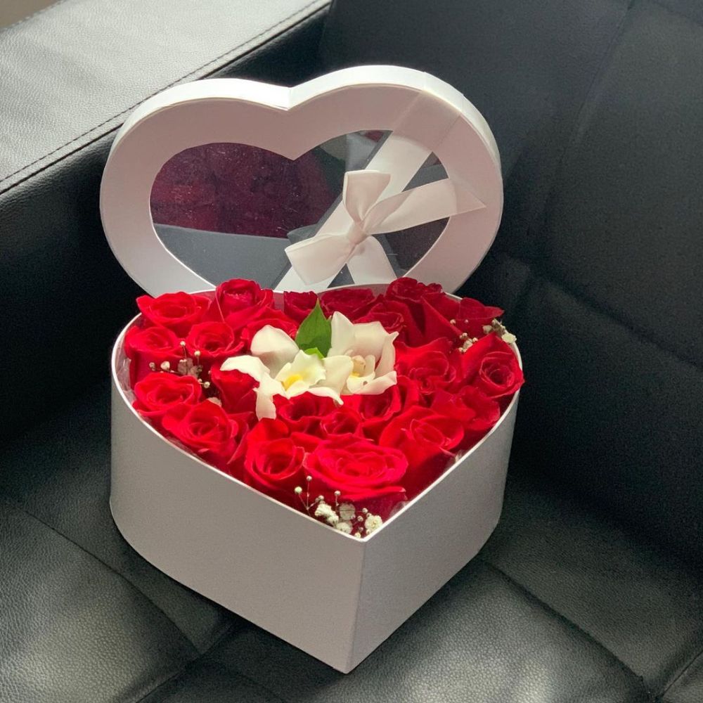 Set of 3, Heart Shaped Flower/Gift Boxes with Ribbon Bow, White/Pink/Black/Red | W740