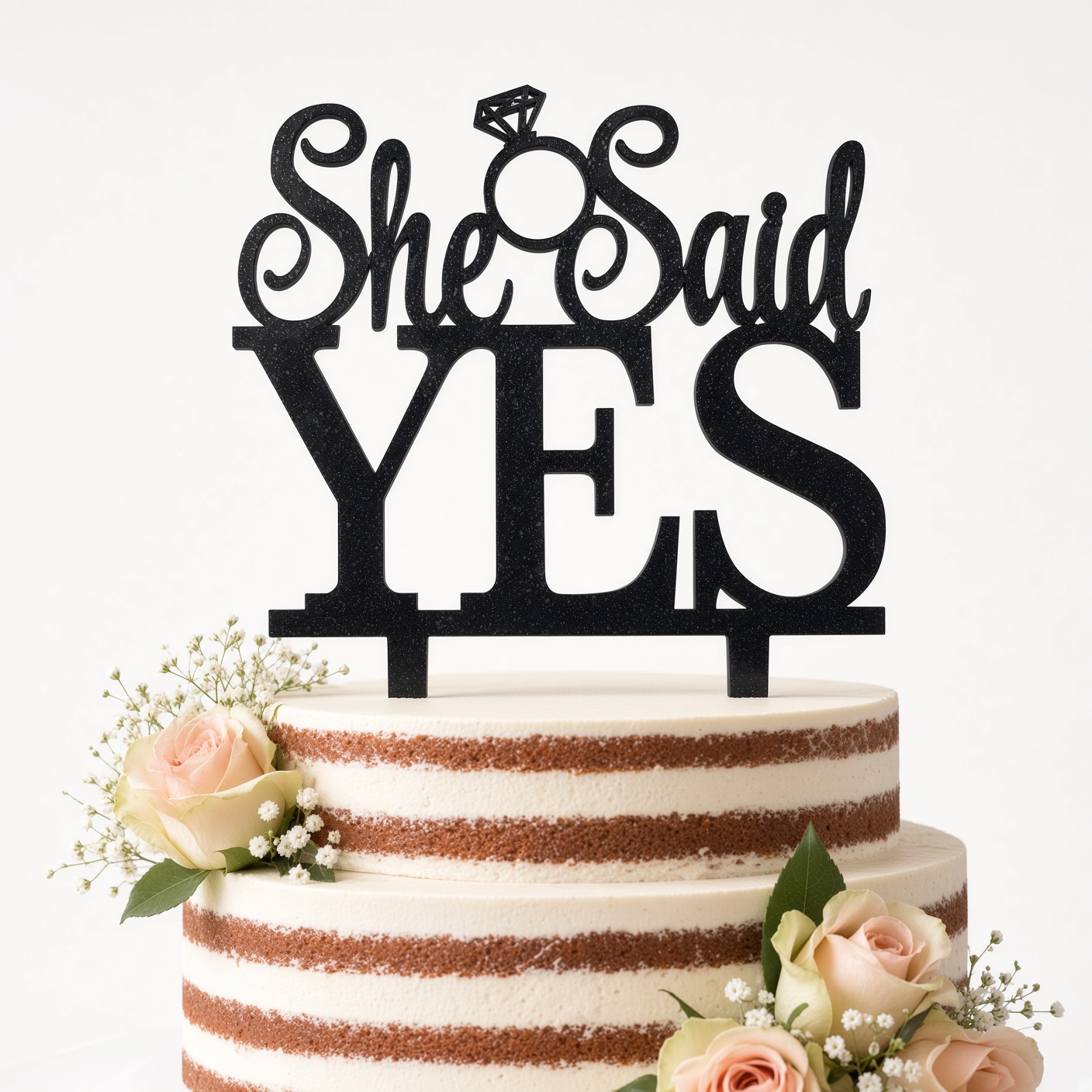 She Said Yes Acrylic Cake Topper