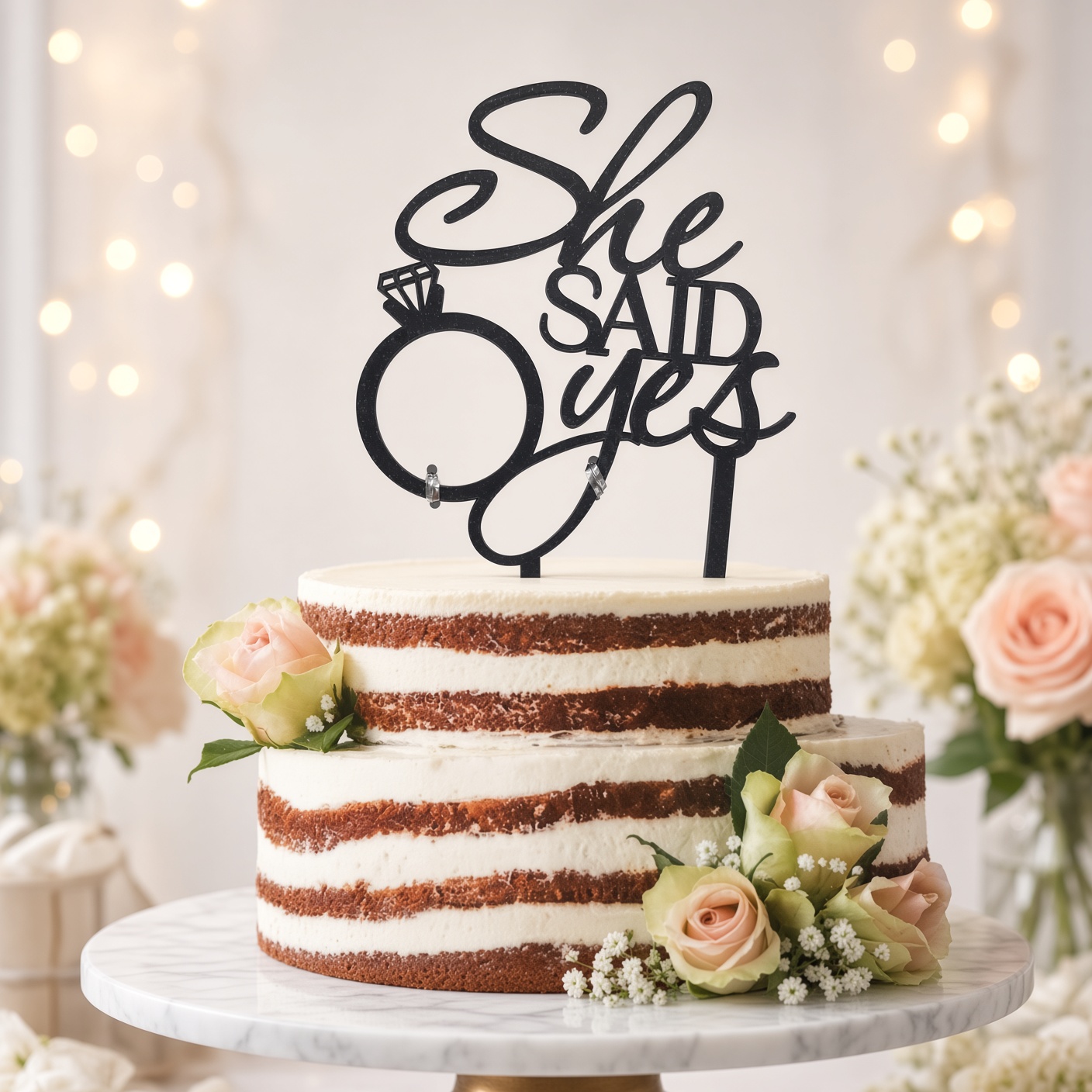 She Said Yes Acrylic Cake Topper