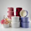 W155-velour-flower-box-1-2 Set of 3, Luxurious Velour Large Round Flower/Gift Boxes with Lids, Various Colors | W155