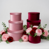 W155-velour-flower-box-5 Set of 3, Luxurious Velour Large Round Flower/Gift Boxes with Lids, Various Colors | W155