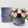 W1563-velour-flower-box-lilac-1 Set of 3, Luxurious Velour Large Round Flower/Gift Boxes with Lids, Various Colors | W155
