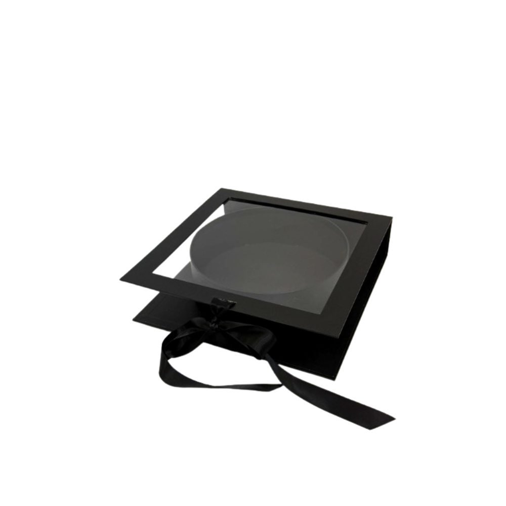 Square Box with Clear Window and Round Insert, Various Colors | W18