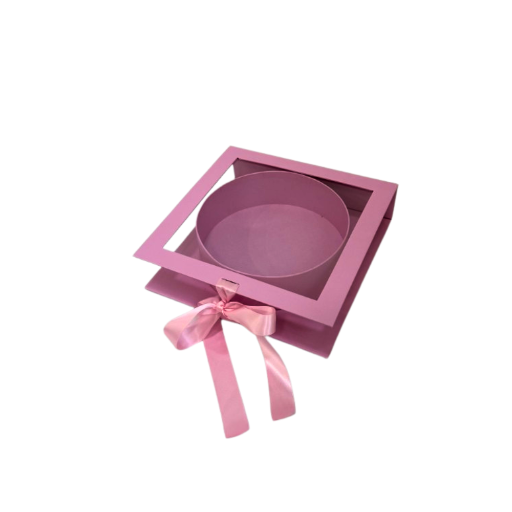 Square Box with Clear Window and Round Insert, Various Colors | W18