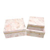 Set of 3, Square Flower Box - Marble with Golden Rim Design, Various Colors | W67