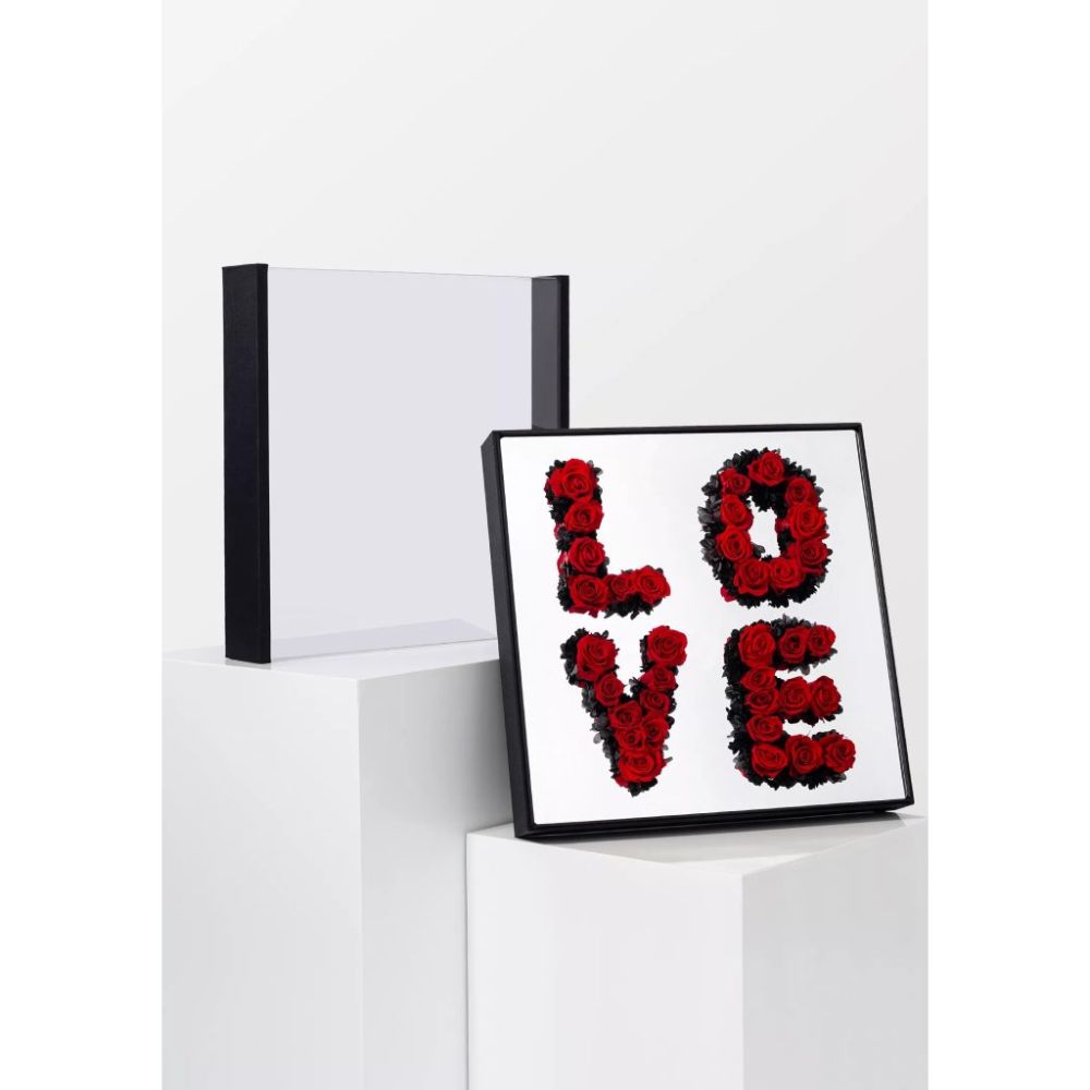 LOVE Extra Large Box with Acrylic Top, Mirror Background, Floral Foam, Various Colors | W212