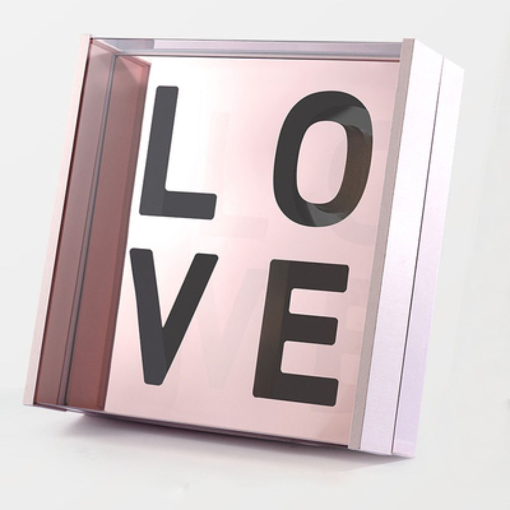 LOVE Extra Large Box with Acrylic Top, Mirror Background, Floral Foam, Various Colors | W212