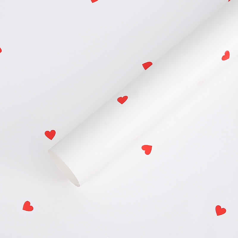 Flower Wrapping Paper Solid Color, Hearts Design, Waterproof, 23″x 23″, 20 sheets per pack, Various Colors