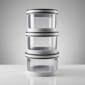 Round Flower Box Set of 3 with Clear Windows, Light-White Color, Elegant Design
