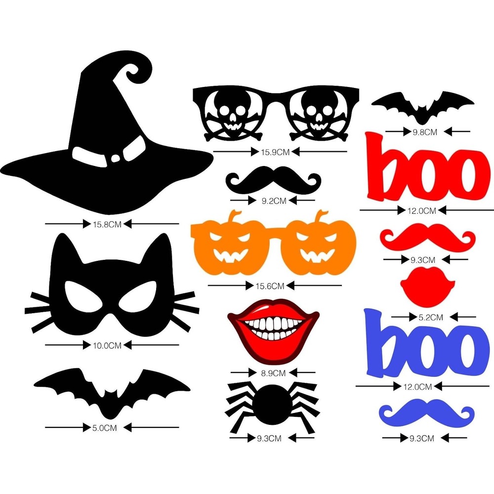 Halloween photo booth props masks on sticks detail 1