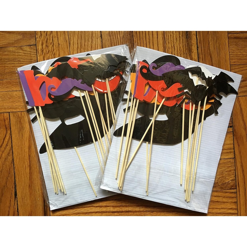 Halloween photo booth props masks on sticks detail 2