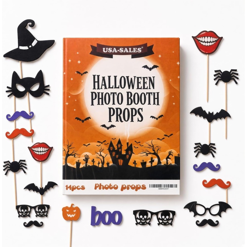 Halloween photo booth props set packaging detail 5