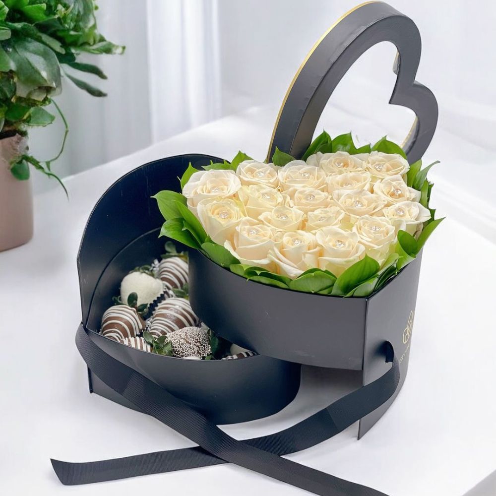 Double Layered Heart Shaped Flower/Gift Boxes with Plastic Liner - Size 9"x 8"x 6.5", Various Colors