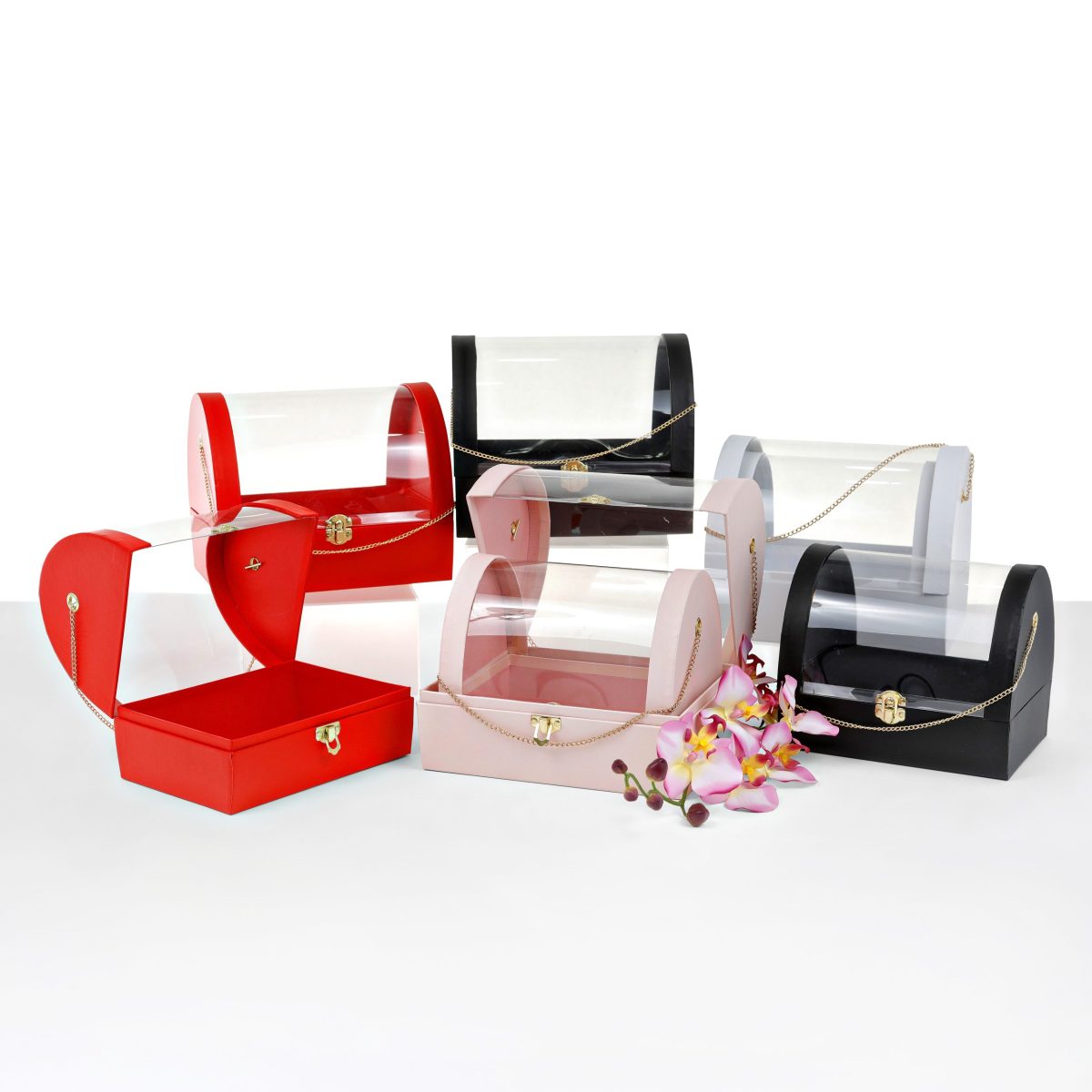 heart-shaped-flower-velvet-hat-box-white-pink-valentines-gift-square-cylinder-flowers-florist-supplies-floral-bouquet-wrap-paper-packaging-for-arrangement-party-favor-boxes-w326 Set of 2, Clutch Shape Flower/Gift Boxes, White | W326