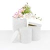 Set of 3, LARGE Size Velvet Round Flower/Gift Box Set with Lids, Various Colors | W565