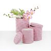 Set of 3, LARGE Size Velvet Round Flower/Gift Box Set with Lids, Various Colors | W565