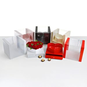 Large Square Box with Heart Insert and Surprise Drawer, 9.5"x 9.5"x 8.3", Various Colors | W735